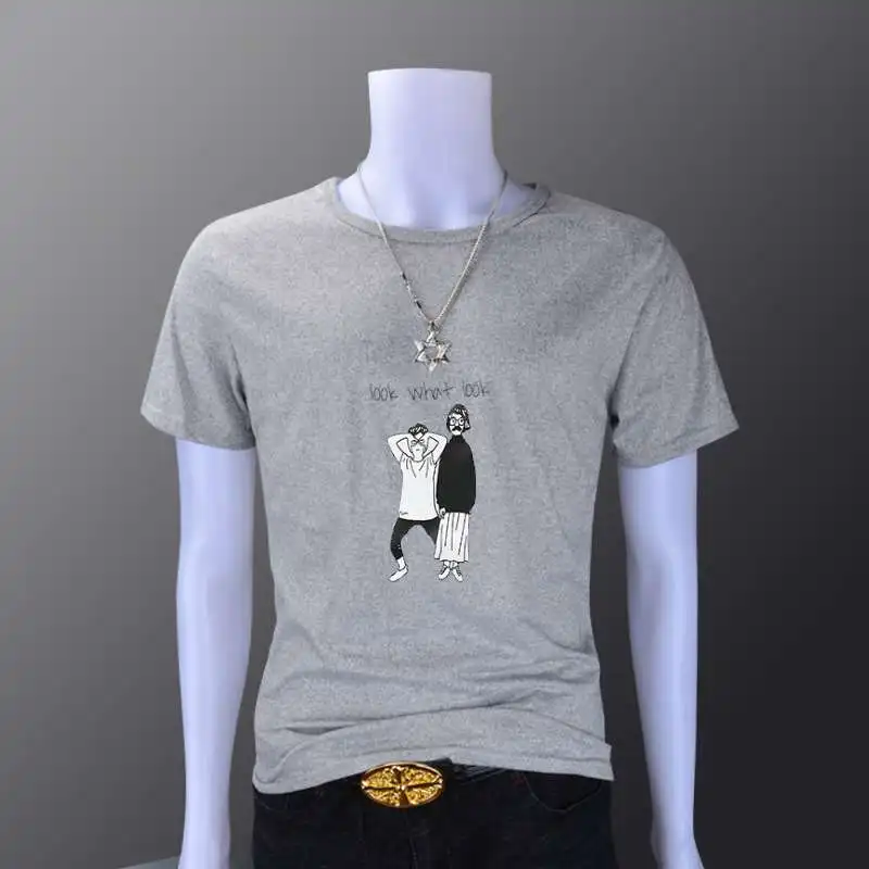 Été ort Sve T-shirt homme tendance f Sve homme décontracté confortable fibre de polyester couleur pure Dr