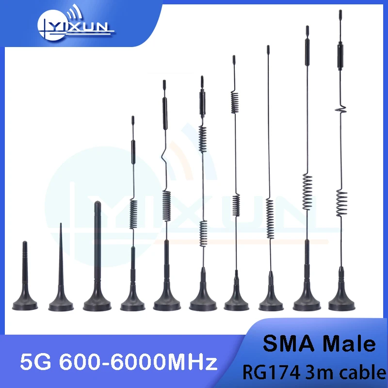 1 pz 5G Antenna GSM GPRS 2G 3G 4G LTE Full Band ventosa magnetica 600-6000MHz SMA connettore maschio RG174 3m cavo