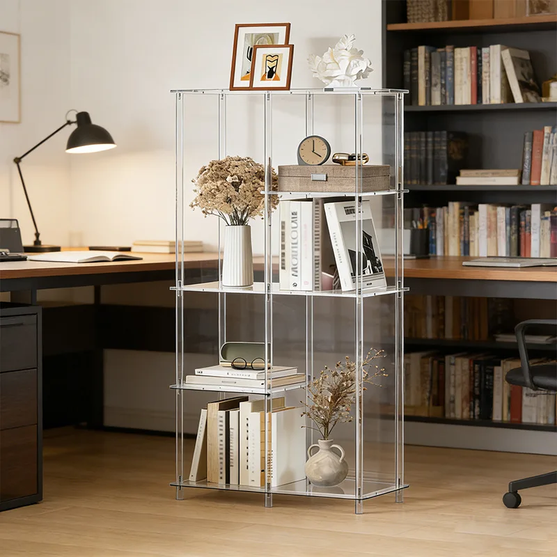 Acrylic transparent living room small side table bedroom bedside small space coffee table multi-layer