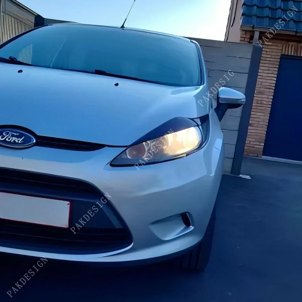 2PCS for Ford Fiesta MK6 ABS Car Front Headlight Eyebrow Eyelids Light Stickers Lamp Cover 2008 -2017Body Kit Accessories Tuning