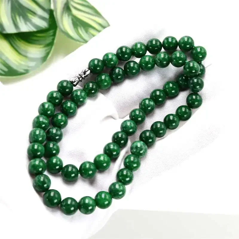 Green Real Jade Beads Necklace Gifts for Women Men Beaded Jadeite Gift Amulet Natural Jewelry Charm Fashion Energy Gemstone