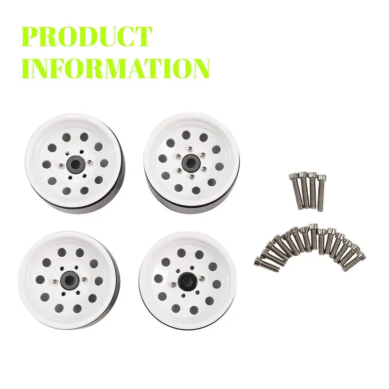 WOWFU-4Pcs RC Crawler Zinc Alloy 10 Small Round Hole 1.9 Inch Beadlock Wheel Rim For 1/10 RC Crawler Accessories
