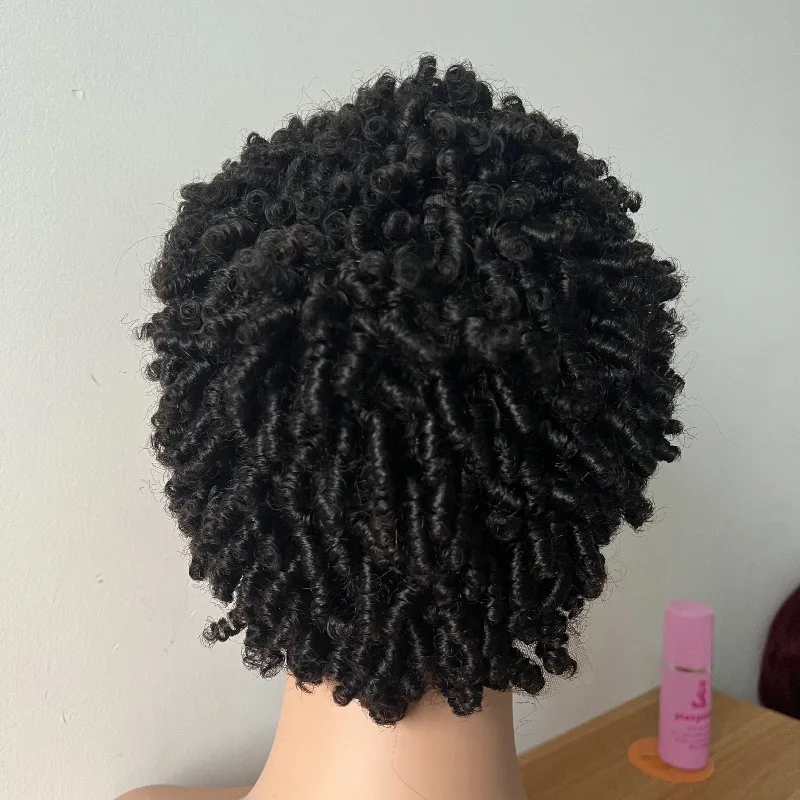 Premium Afro-Kinky-Curly Echthaar mit 180% Dichte, Pixie-Schnitt, 13x4 Lace Frontal für Frauen, 6 Zoll, Naturfarbe, brasilianisches Remy-Haar – Detail 4