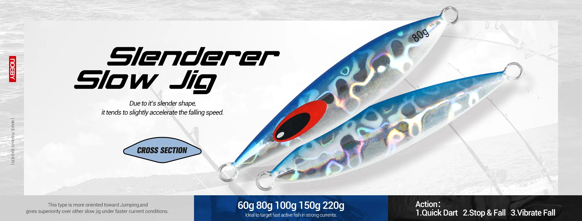 Noeby Slow Jigging Metall Jig Angelköder 21g 28g 40g Long Casting Shore Jigging Löffel Künstlicher harter Köder für Meeresangelköder – Detail 2