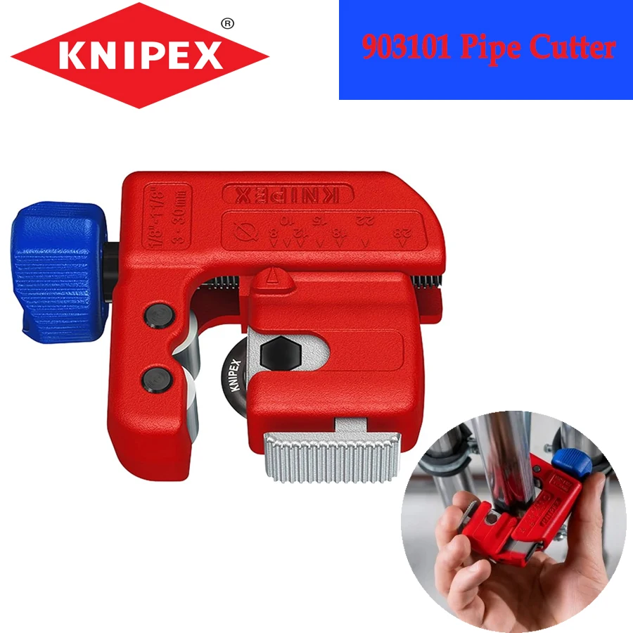 KNIPEX 903101 TubiX S Mini Pipe Cutter for Pipe Cutting in Confined Space Automatic Clamping Steel and Copper Tube Cutter