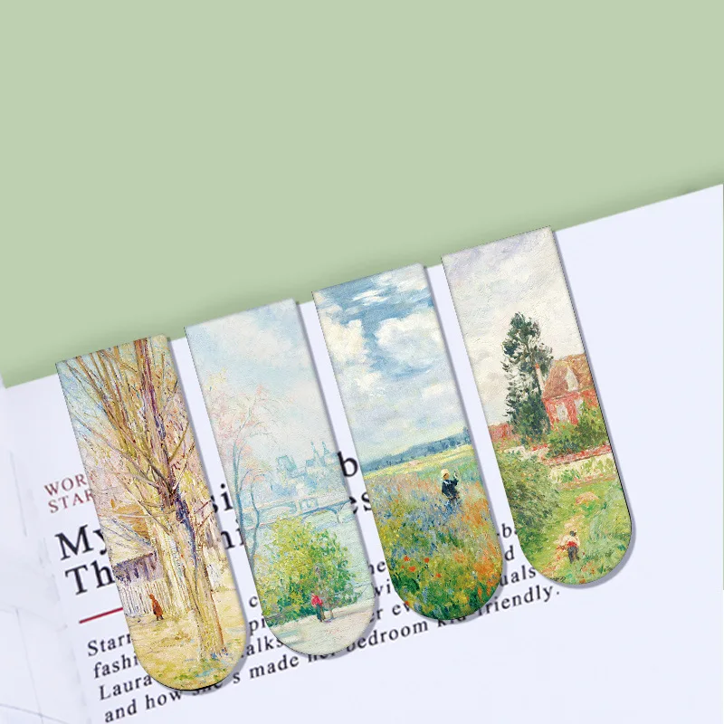 1Pc Magnetic Bookmark World Famous Painting Monet Van Gogh Antique Art Page Folder for Books Readers Stationery Supplies