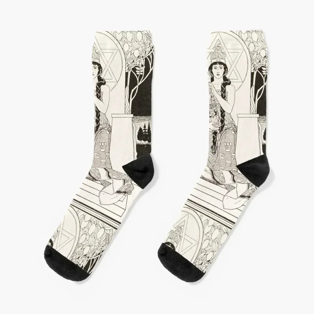 

HD The Queen of Sabbath; ,by Ephraim Moses Lilien (1900) Socks winter thermal Non-slip aesthetic Luxury Woman Socks Men's