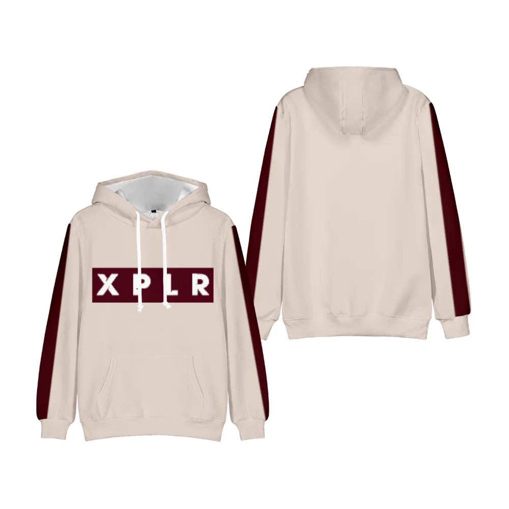 เสื้อมีฮู้ดแฟชั่น xplr สีทองสำหรับผู้ชายและผู้หญิงเสื้อฮิปฮอปแขนยาวเสื้อผ้าฮาราจูกุ