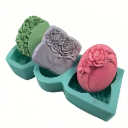 3 Flower Rose Silicone Soap Mold Decorative Wax Melt Aroma Gypsum Epoxy Resin Mould DIY Chocolate Cake Molds