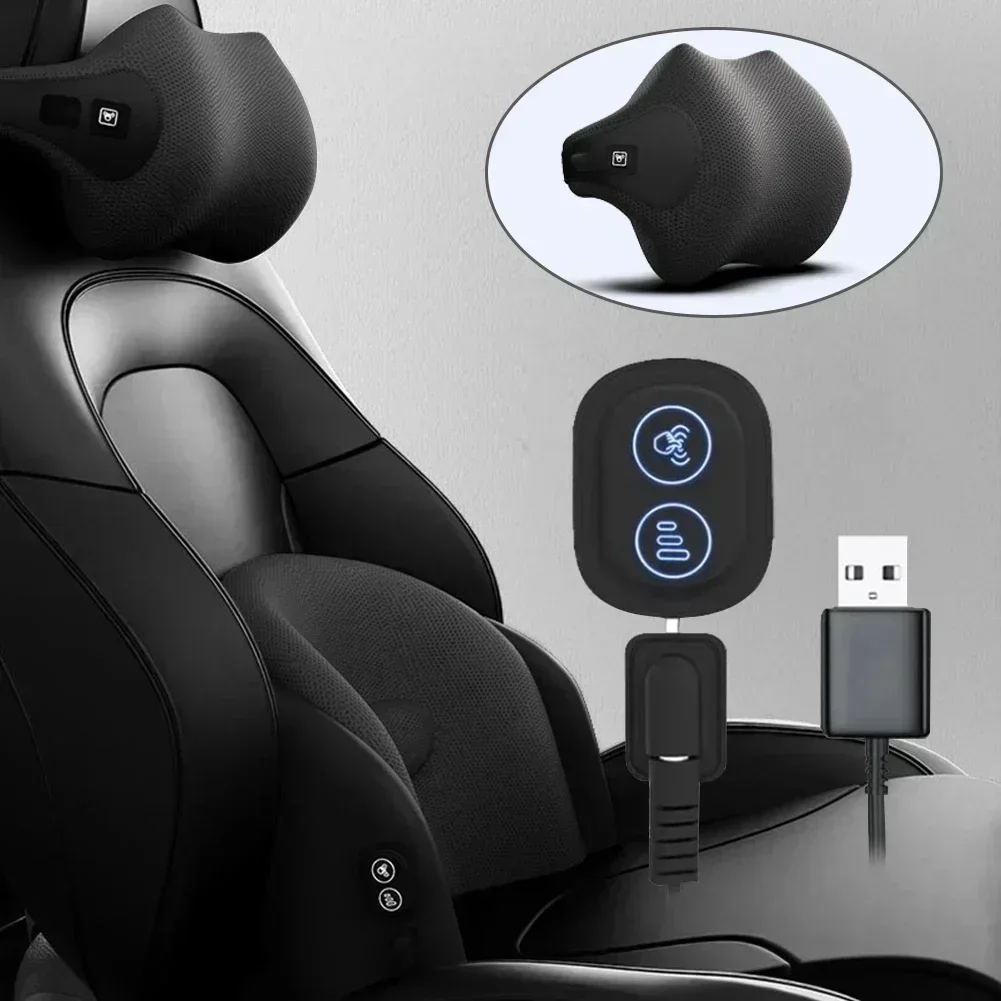 

New Air Memory Foam Massage Headrest Lumbar Support 3-Gear Simulated Human Massage Car Office Pillow