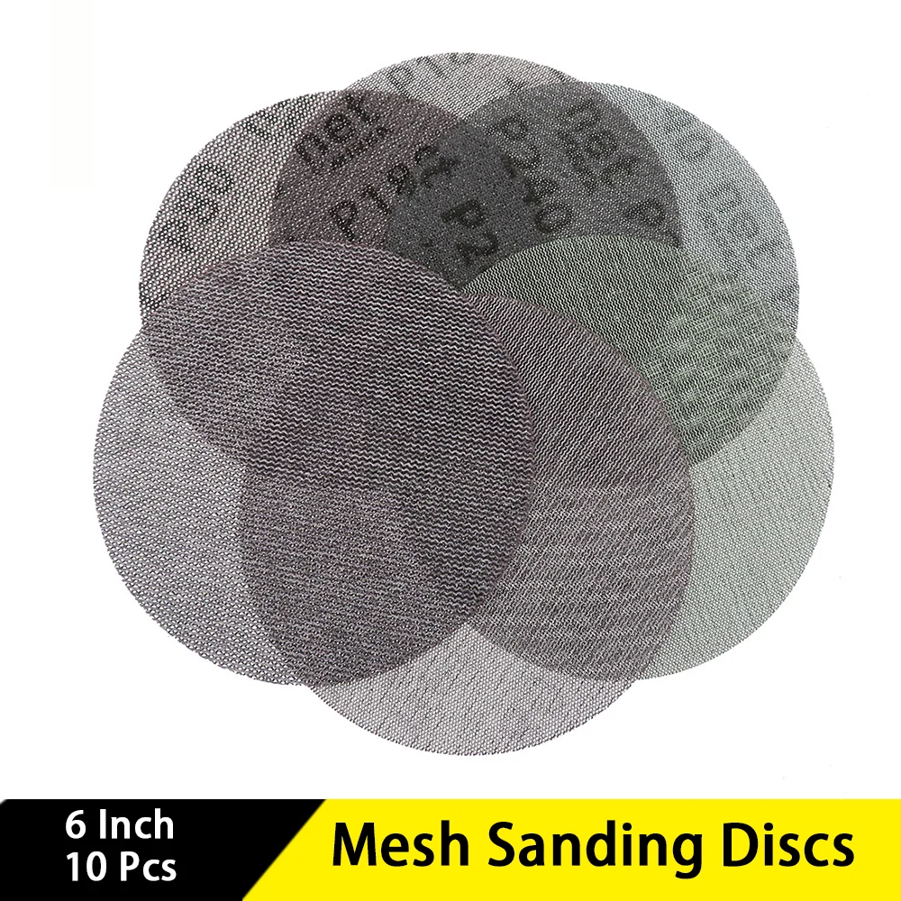 

10Pcs Mesh Abrasive Dust Free Sanding Discs 6 Inch 150mm Anti-blocking Dry Grinding Sandpaper 80 to 240 Grit