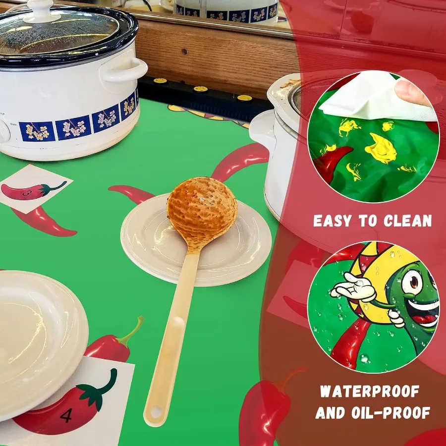 Plastic Chili Pepper Tablecloth Cinco De Mayo Table Cover Disposable Red Green Decorations Supplies for Rectangular Table Chili