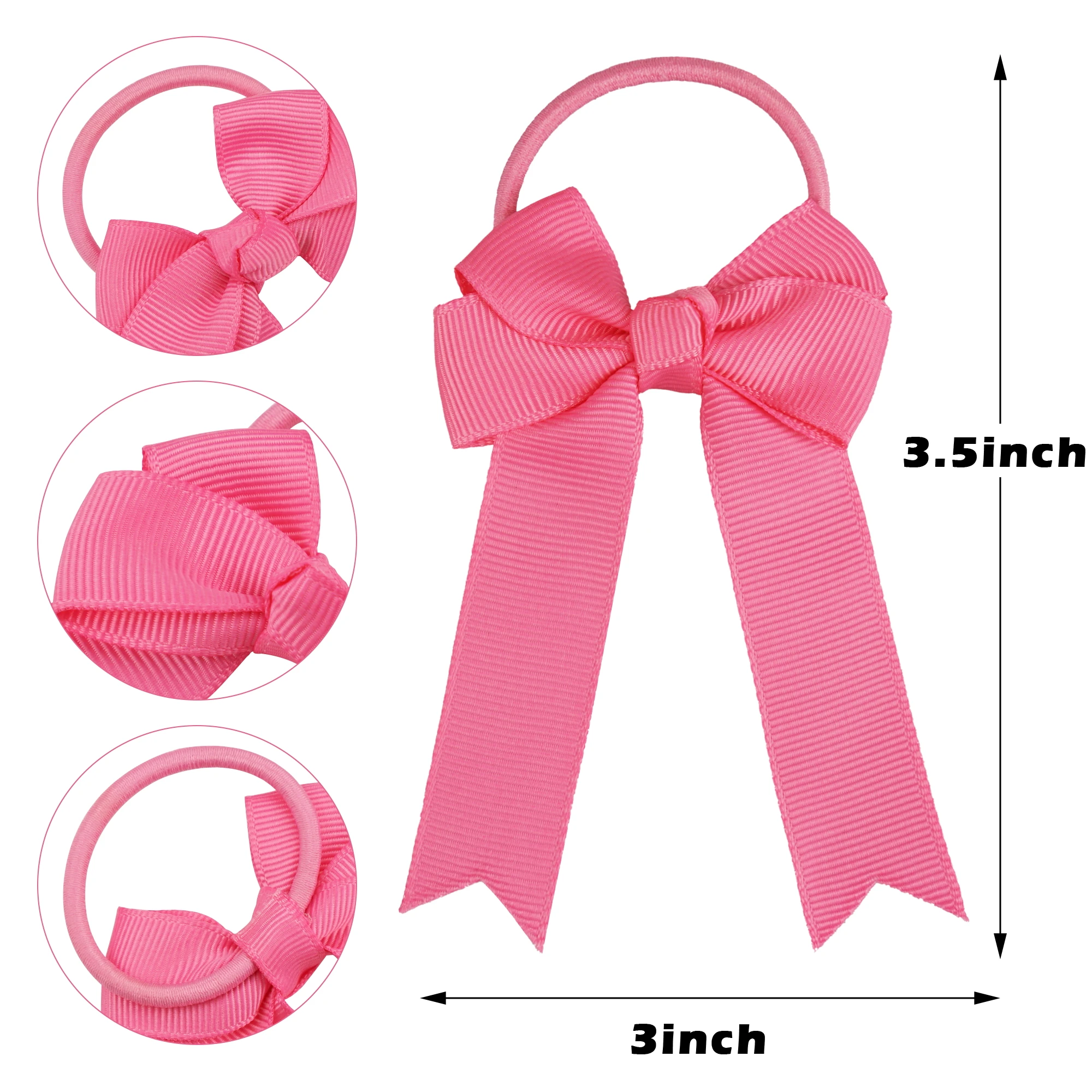 20Pcs 3.5 Inch Cheer Bows For Girls Ponytail Holder Cheerleading Bows Elastic Hair Ties Bands For Baby Girls Kids Childre