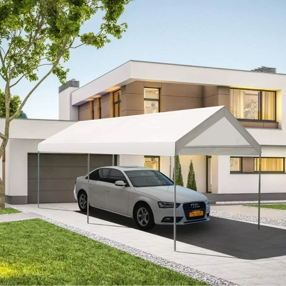 

10'X20' Carport, Waterproof Canopy with 6 Steel Legs, Heavy Duty Sun Protection Gazebo with Tent Pegs and Guy Ropes