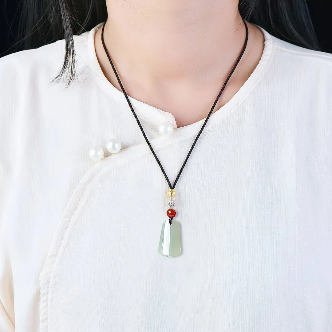 16*26mm Genuine China Nephrite Stone Certified Jade Blank Pendant Necklace Women Chinese Natural Hetian Jade Lucky Charm Amulet