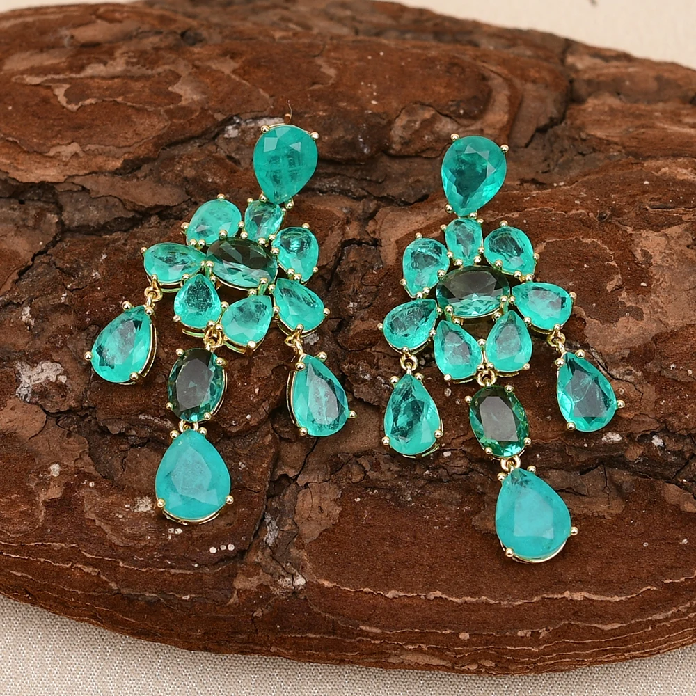 

GG Natural Green Quartz Phantom Gold Plated Stone Earrings