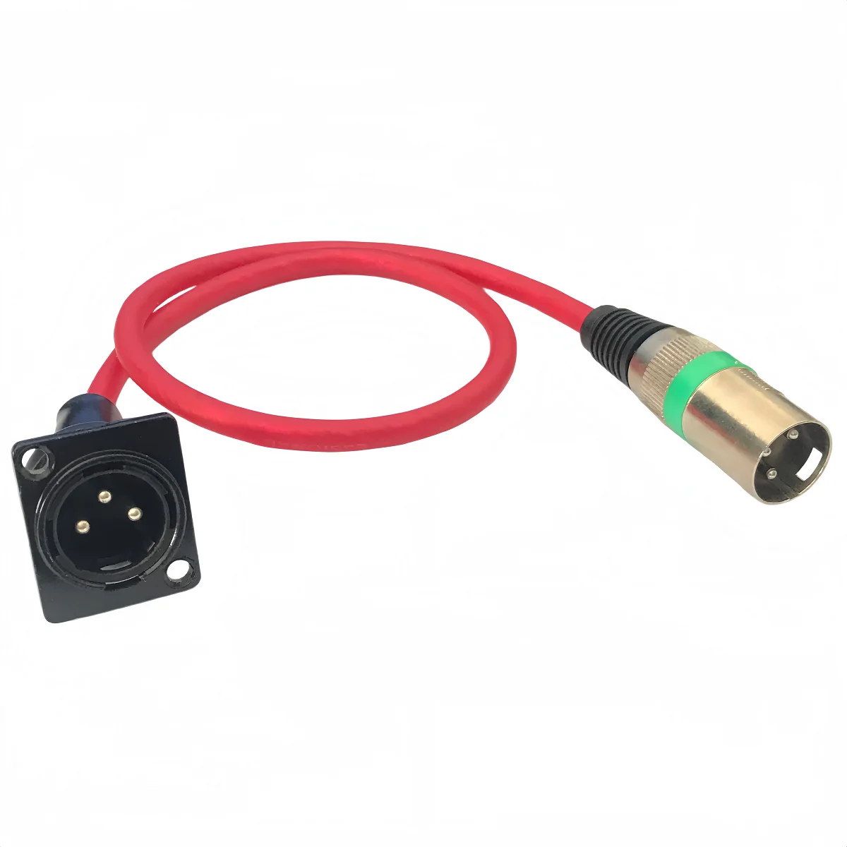 Three-Core Xlr Panel Male to Xlr Male Connector Cable (Green Identification Ring, Various Lengths Available)