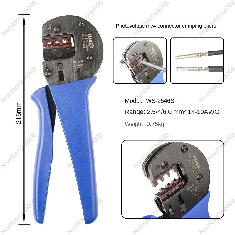 MC4- Photovoltaic Cable Connector Wire Crimper Solar Terminal Crimping Pliers Tool Combination Suit IWS-2546S