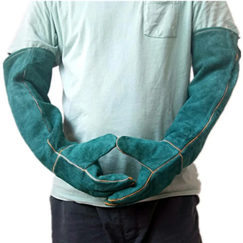 

Anti-bite Safety Gloves 1PC Catch Dog Cat Reptile Animal Extra-long Thickened Cowhide Pet Scratching and Biting Protection