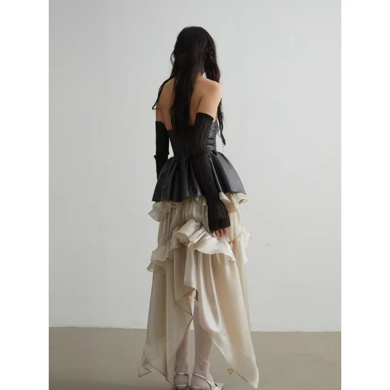 Women's Spring Autumn Elastic Waist Halter Loose Atmosphere Personalized Niche Vintage New Design Simple Fashion Brand Trends
