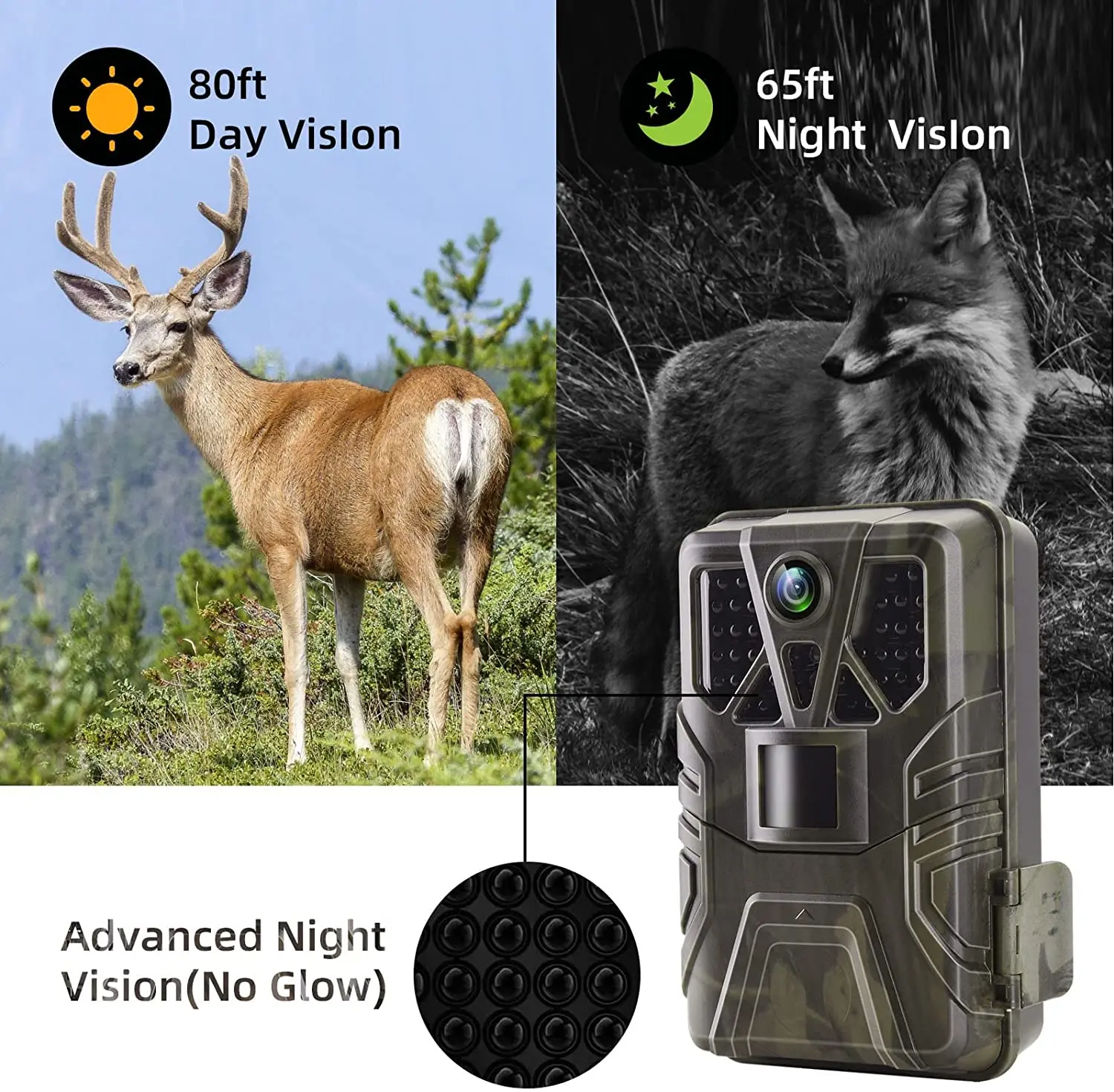 Wildlife Camera 36MP HD Trail Game Camera with Night VisionIP66 Waterproof  Wildlife  Scouting Hunting Wildlife Observation