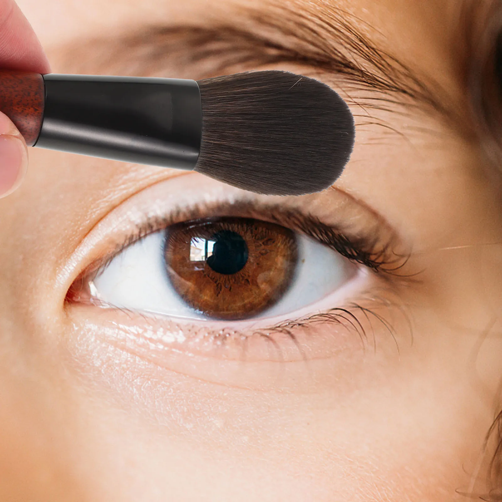 1 Juego de brochas cosméticas, herramientas de maquillaje de viaje ligeras, mango de Metal, cerdas suaves, acabado Natural, aplicación de sombra de ojos facial