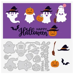 Wesołego Halloween szablony do cięcia metalu szablony duchy dynie kapelusze Scrapbooking wytnij szablony do wytłaczania dla DIY ozdoby do kartek dekoracyjnych