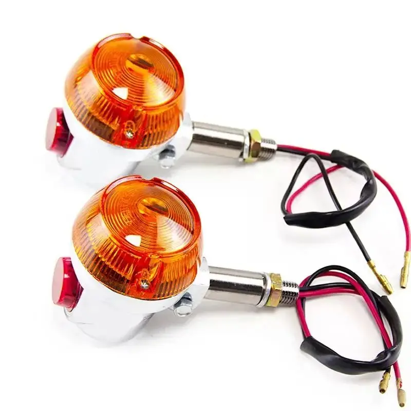 1 Pair Motorcycle Cafe Racer Turn Signals Lights For Suzuki Gt380 Gt550 Gt750 Bulb Strobe Amber Flashers Blinkers Indicator Lamp