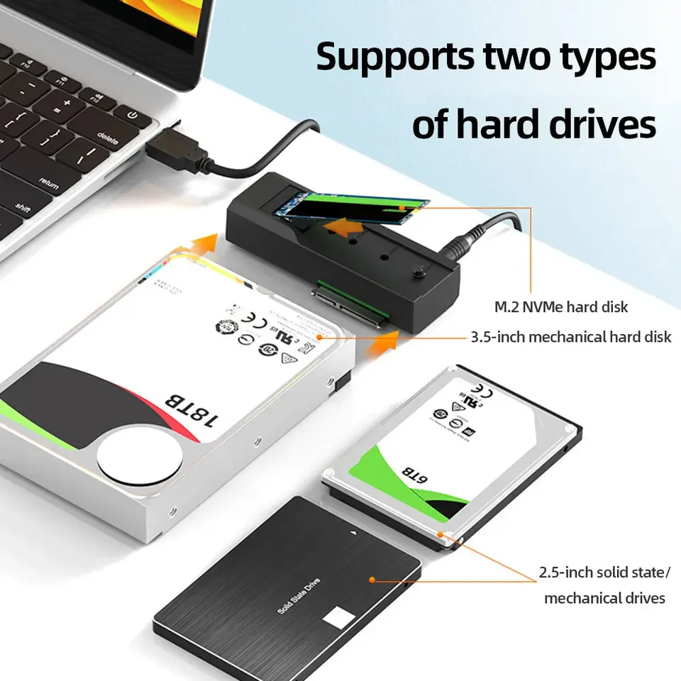 Mobile Hard Disk Box 3.5 Inch SATA Interface M.2 NVME Protocol Solid State SSD External Copy Machine