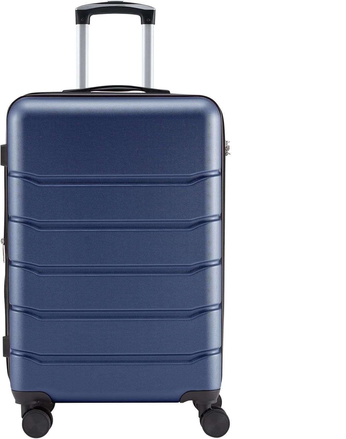 حقيبة سفر نسائية ذات هيكل صلب باللون الأزرق الداكن مع عجلات دوارة - حقيبة سفر خفيفة الوزن