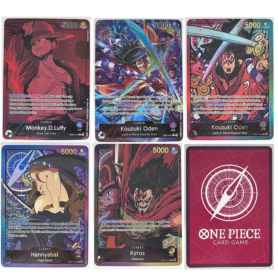 One Piece TCG Extra Booster EB01 EB02 Leader Cards Kyros Monkey D. Luffy Kouzuki Oden Hannyabal Anime Trading Cards Proxy
