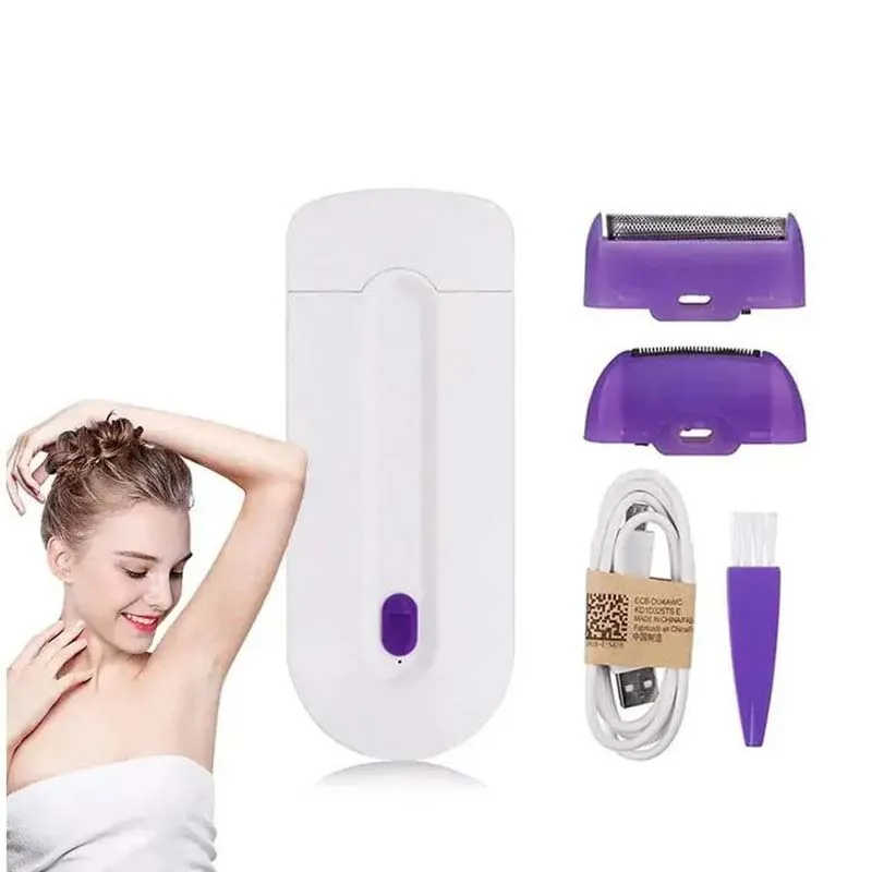 

2 in 1 Electric Epilator Women Shaver Hair Removal Painless Hair Remover Instant & Painless Free Sensor Light USB Rechargeable