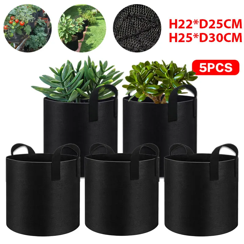 

10pcs Plant Grow Bags Thickened Non-Woven Grow Bags Vegetable/Flower/Plant Planting Pots with Handles Aeration Nursery Pot