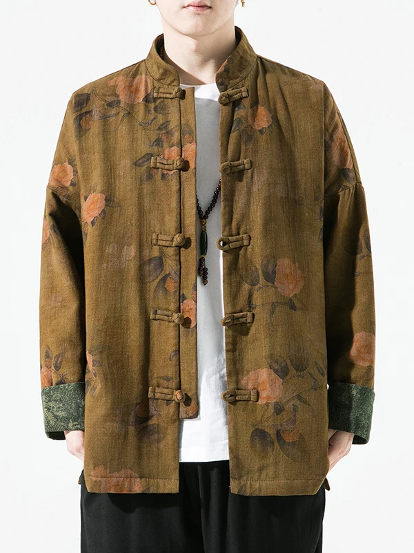 

Новое мужское свободное пальто в китайском стиле с пуговицами Hanfu Jaet ort Length Regular Thin для повседневного использования, осенний сезон, мужская одежда