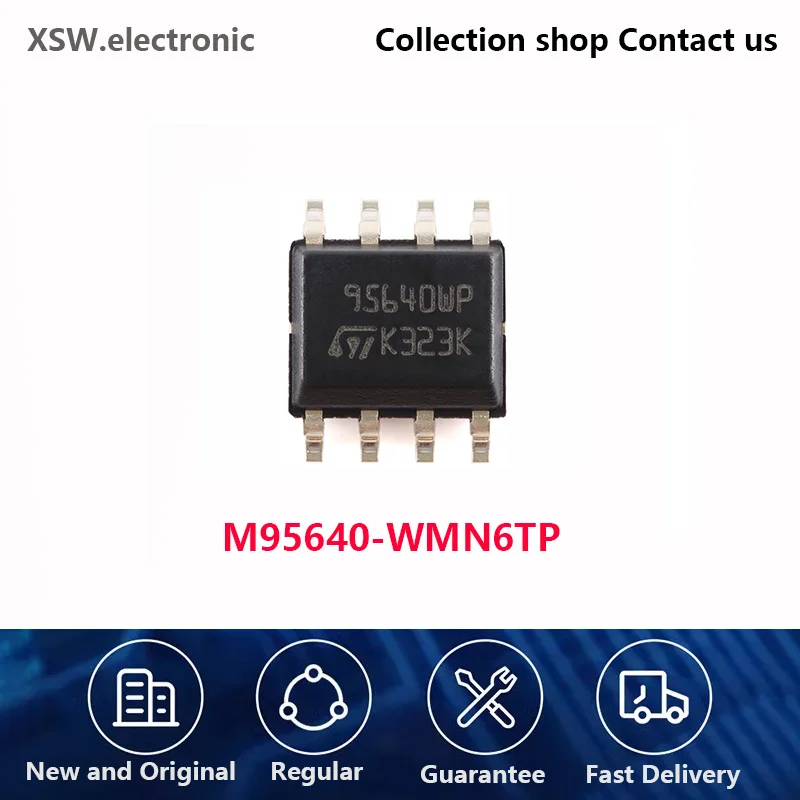 100% New Original M95640-WMN6TP SOP-8 64Kbit SPI bus EEPROM chip with high-speed clock screen printing 95640WP