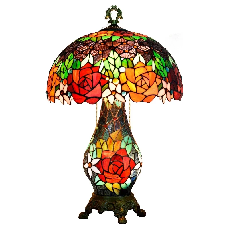 

Pastoral creative retro rose mother desk lamp glazed living room bedroom hotel bar lamp