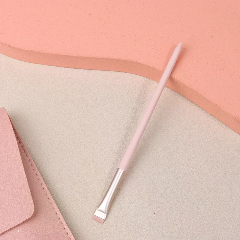 Professional มุมแบนแปรงอายแชโดว์ไม้ Make Up เครื่องสําอางค์เครื่องมือสีชมพูแปรงแต่งหน้า Flat Eyebrow Eyeliner แปรง