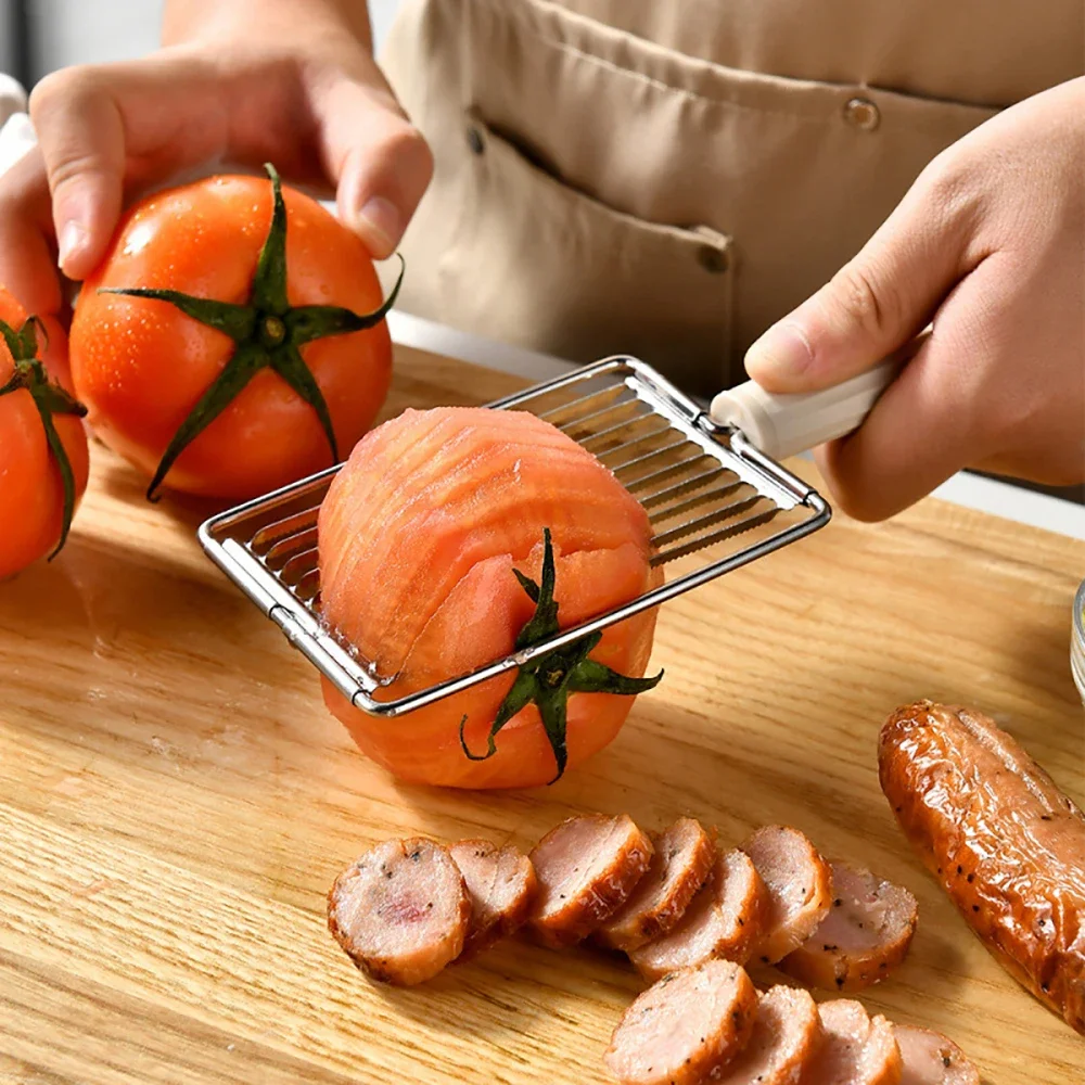 1/2 Piece Set of Stainless Steel Anti Slip Slicer for Cutting Luncheon Tomato Egg Meat Ham Fruits and Kitchen Labor-saving Tools