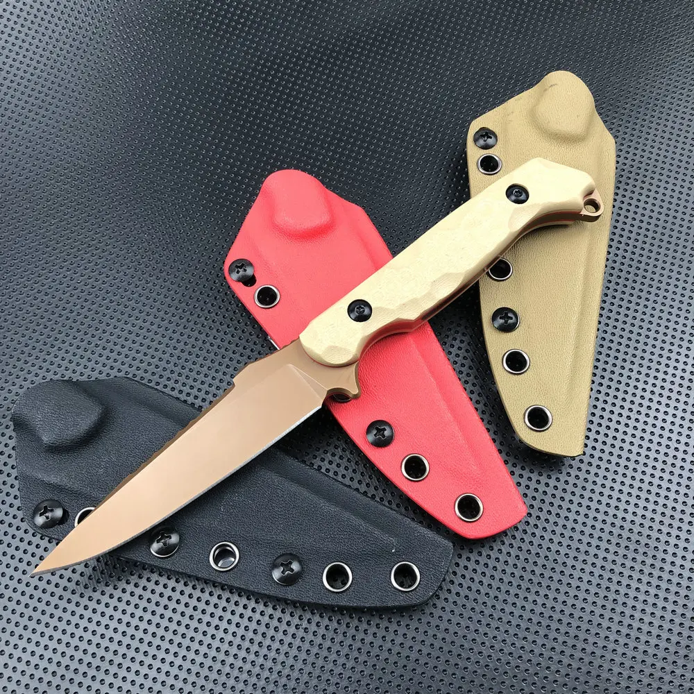 Cuchillo táctico Trskt 440c, cuchillos para acampar al aire libre, cuchillo de caza, herramienta Edc, mango de lino con Kydex, envío directo