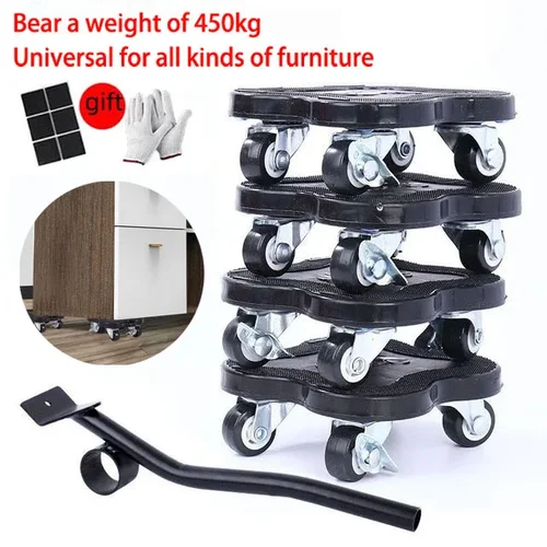 Imagen 1 del producto Rodillos de ruedas para mover muebles pesados, juego de cosas pesadas, elevador de transporte, rodillo de movimiento con ruedas con barra de rueda móvil