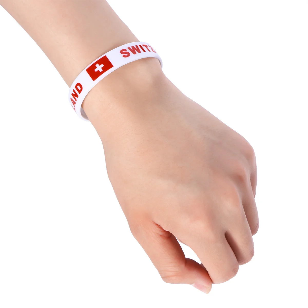

6 pcs Silicone Wristband Durable Size Fits Most For Football Games International Country Flag Bracelet Wrist Bands