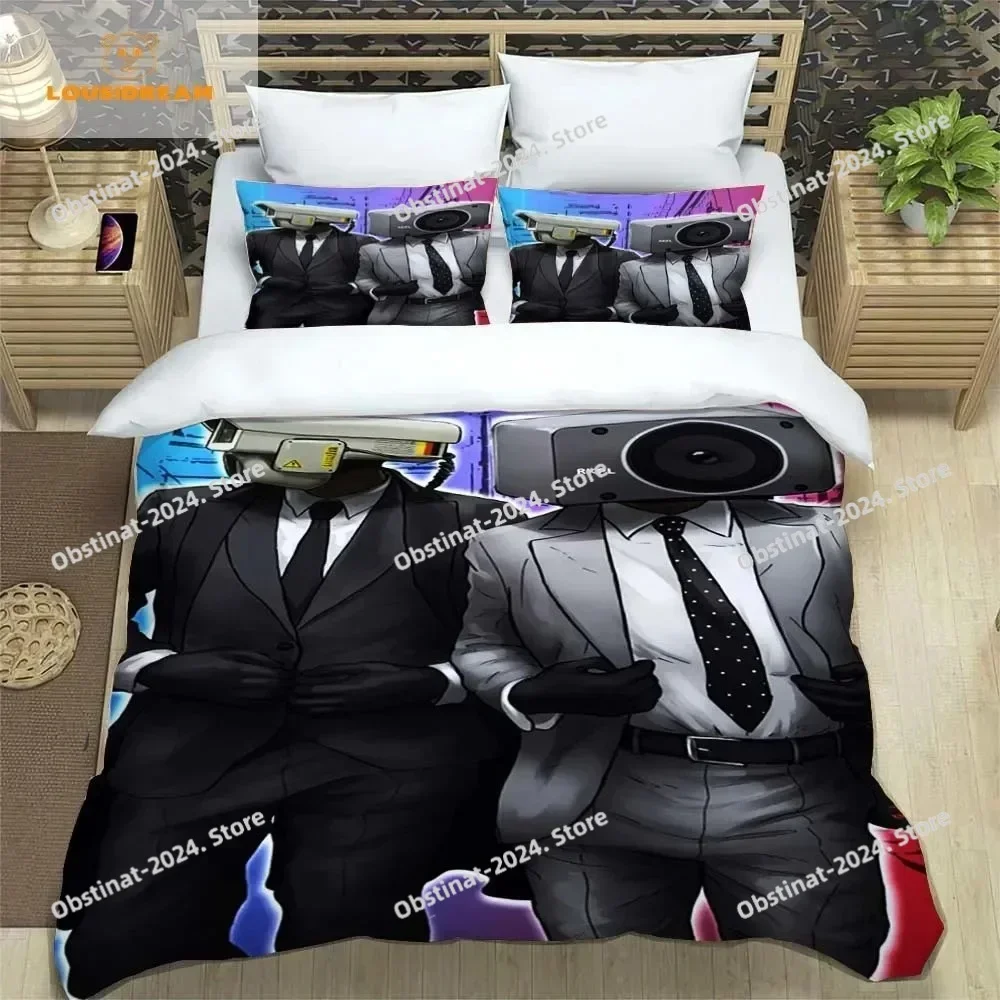 

Skibidi Toilet Funny Kprl Speaker Cartoon Bedding Set Printed single Comforter Duvet Cover Pillow Case 3 Pieces Kids Adult Size