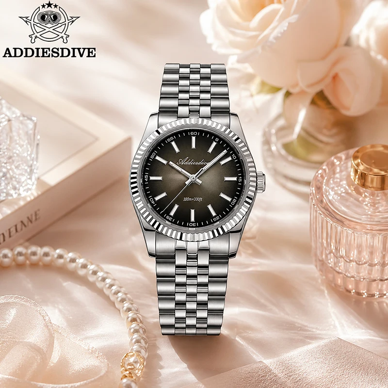 

ADDIESDIVE VH31 Quartz Women's Watch 316L Stainless Steel BGW9 Super Luminous 100m Waterproof Outdoor Sport Dive Wristwatch 36mm