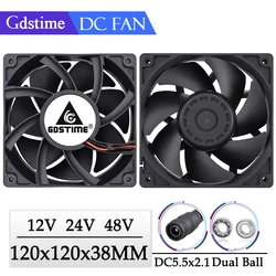 GDSTIME-ventilador de refrigeración de 120mm, 6000RPM, 12V, 24V, 120x120x38MM DC, amplificador sin escobillas, ventilador intenso para Btc, máquina, chasis, armario, refrigeración