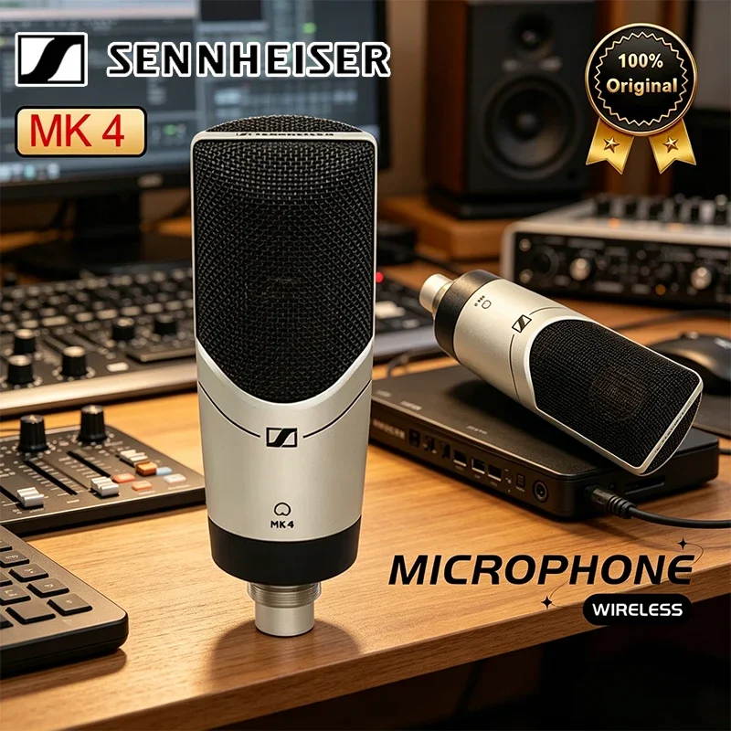 

Профессиональный конденсаторный микрофон Sennheiser MK4 с большой диафрагмой для караоке и прямых трансляций, микрофон для ведущих с подставкой