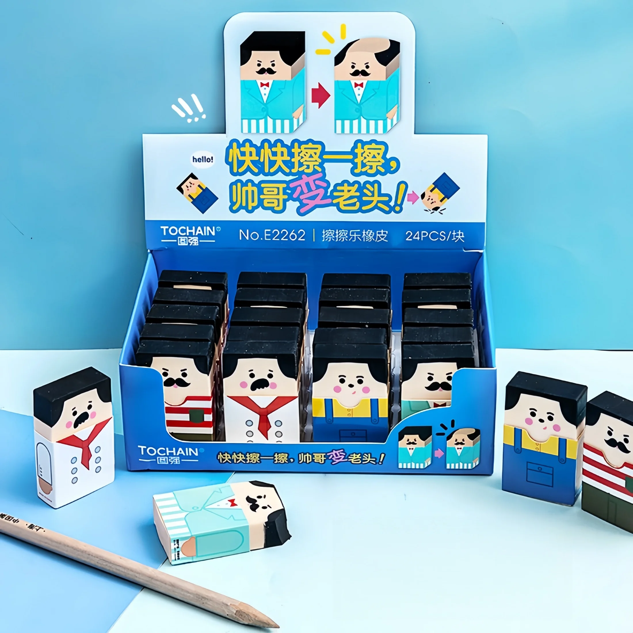 10/5/2/1 Bald Erasers, Designer Genius Erasers, Erasers for Working Professionals, Stationery for Students Who Stay up Late and Get Bald