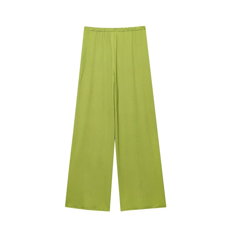 MUJER أطقم سراويل نسائية مطوي بنطال ذو قصة أرجل واسعة للنساء عادية عالية الخصر السراويل النساء السراويل الصيفية الفضفاضة امرأة 2025 بنطلون