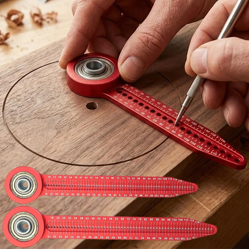 

Circle Drawing Tool Woodworking Compass Adjustable Radius Ruler Aluminum Alloy Marking Gauge for DIY Carpenter Measuring Durable