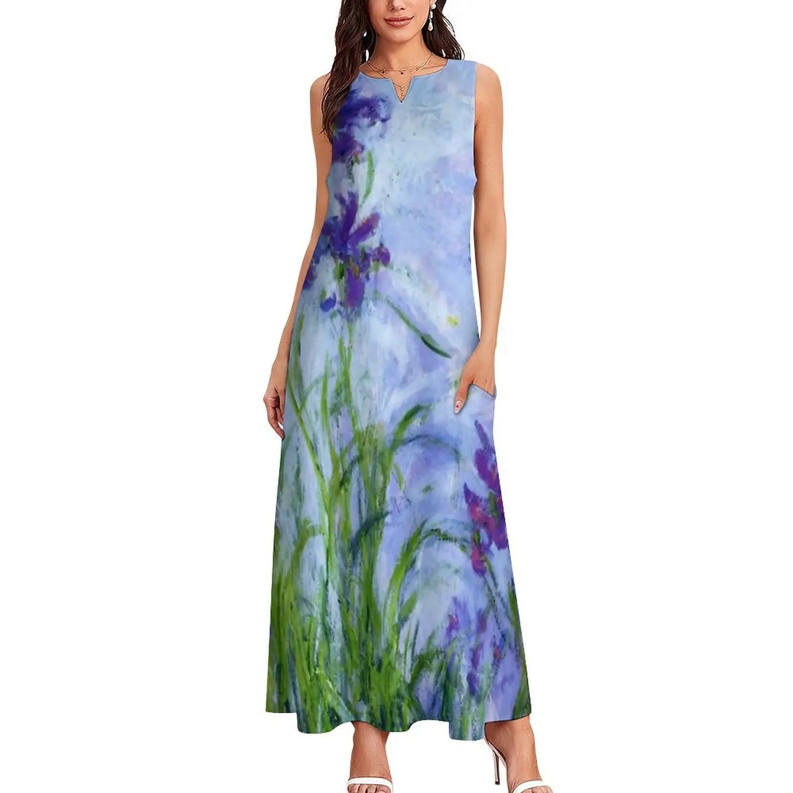 Claude Monet Iris mauves Long Dress womens dress summer dresses womens 2025