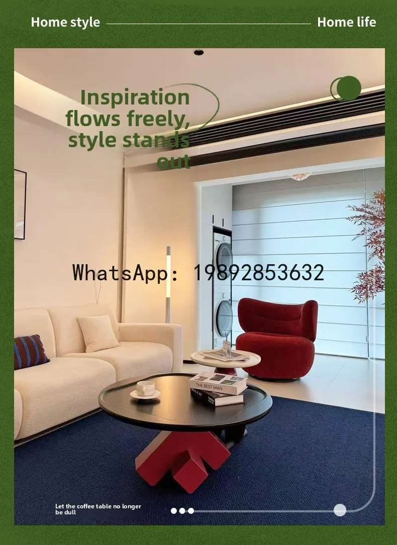 شقة صغيرة إيطالية الحد الأدنى غرفة المعيشة المنزل غير النظامية الحديثة الخفيفة الفاخرة الراقية طاولة القهوة الإبداعية #4